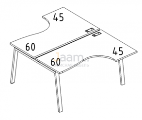 Мебель для персонала Рабочая станция со столами эргономичными "Классика" на металлокаркасе TRE Б3 181 БП